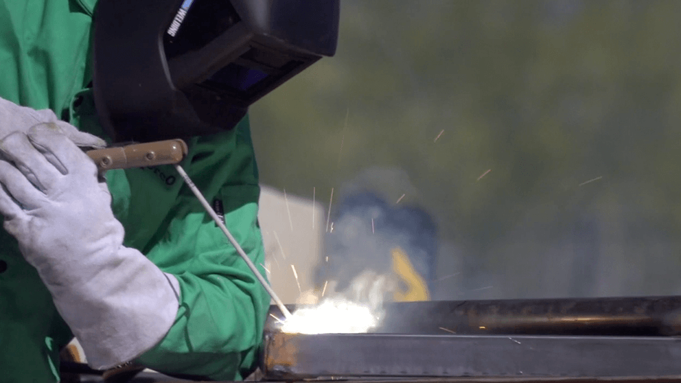 Close-up photo of worker welding